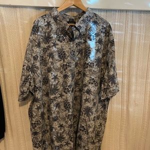 HARBOR BAY BY DXL MENS SHIRT SEA LIFE CAMOUFLAGE GRAY & BLACK SZ 3XL